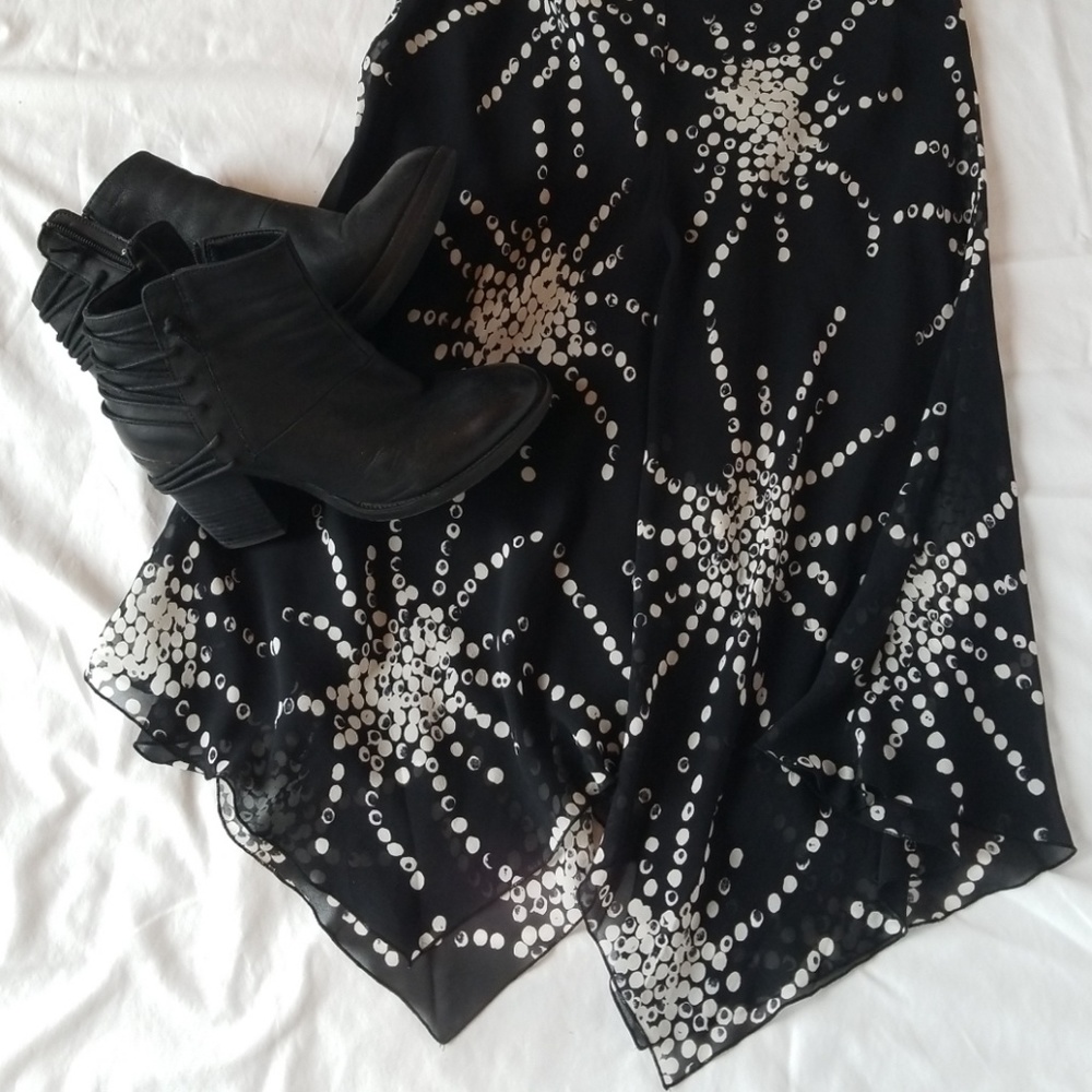 Black/White Print Silk Skirt 6